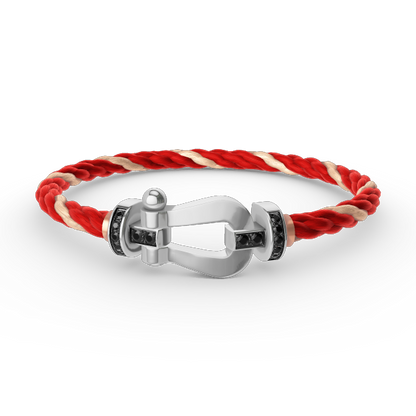 [Gaonasi]FORCE LARGE HORSESHOE BLACK DIAMOND BRACELET SILVER