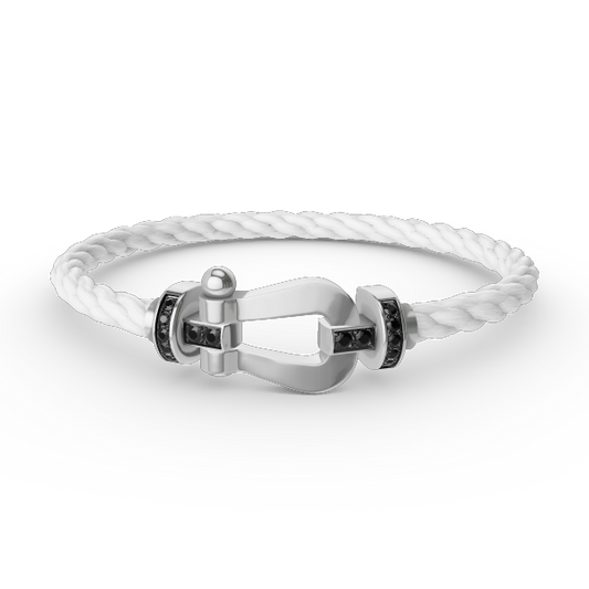 [Gaonasi]FORCE LARGE HORSESHOE BLACK DIAMOND BRACELET SILVER