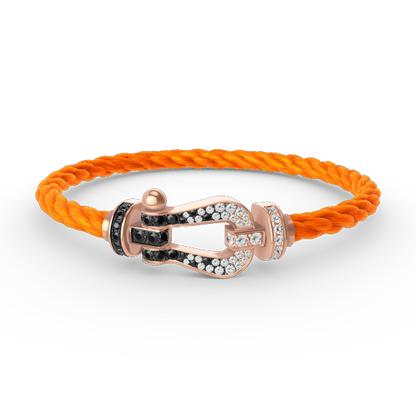 [Gaonasi]FORCE LARGE HORSESHOE BLACK WHITE DIAMOND BRACELET ROSE GOLD