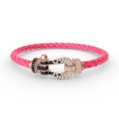 [Gaonasi]FORCE LARGE HORSESHOE BLACK WHITE DIAMOND BRACELET ROSE GOLD
