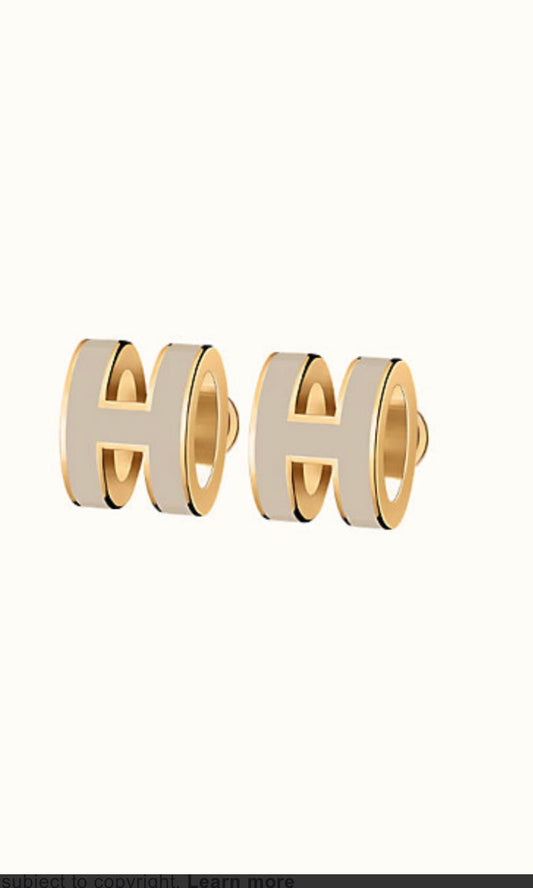 [Gaonasi]MINI POP H GOLD EARRINGS GREY