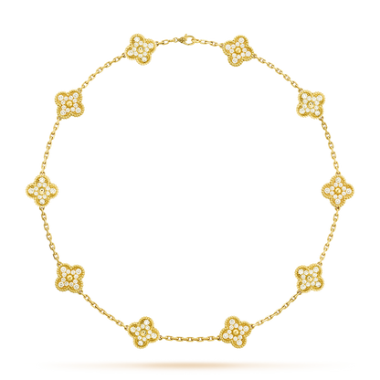 [Gaonasi]CLOVER 10 MOTIFS DIAMOND NECKLACE