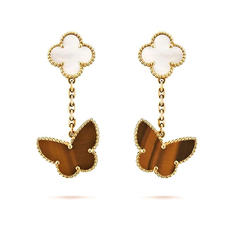 [Cadisa]BUTTERFLY 2 MOTIF TIGER EYE MOP EARRINGS