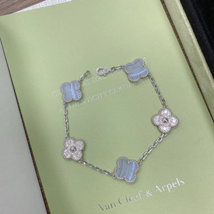 [Gaonasi] CLOVER 5 MOTIF PURPLE CHALCEDONY BRACELET COLLECTION