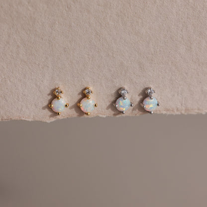 Opal & Diamond Flatback Studs