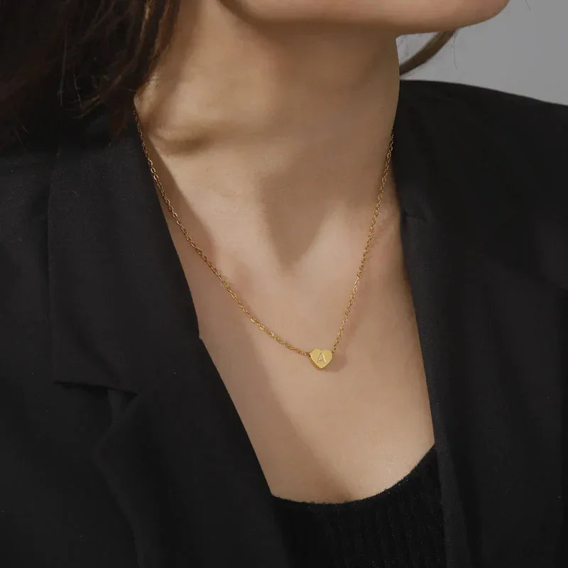 [Gaonasi]Heart Initial Gold Necklace