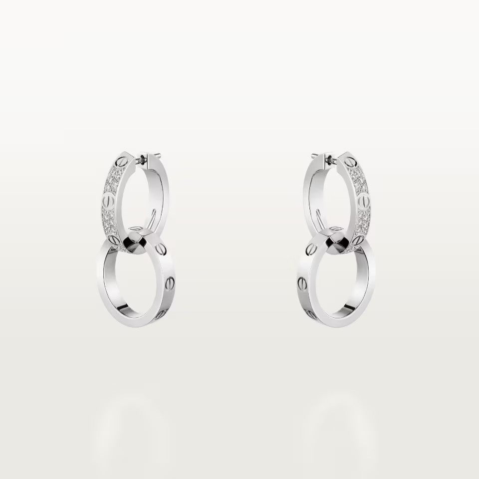 [Gaonasi Jewelry]LOVE 3.3MM DANGLE HALF DIAMOND EARRINGS