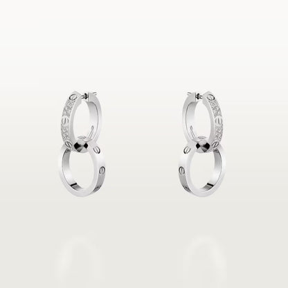 [Gaonasi Jewelry]LOVE 3.3MM DANGLE HALF DIAMOND EARRINGS