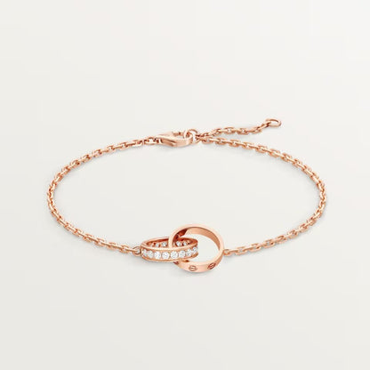 [Gaonasi Jewelry]LOVE DOUBLE RING HALF DIAMOND BRACELET