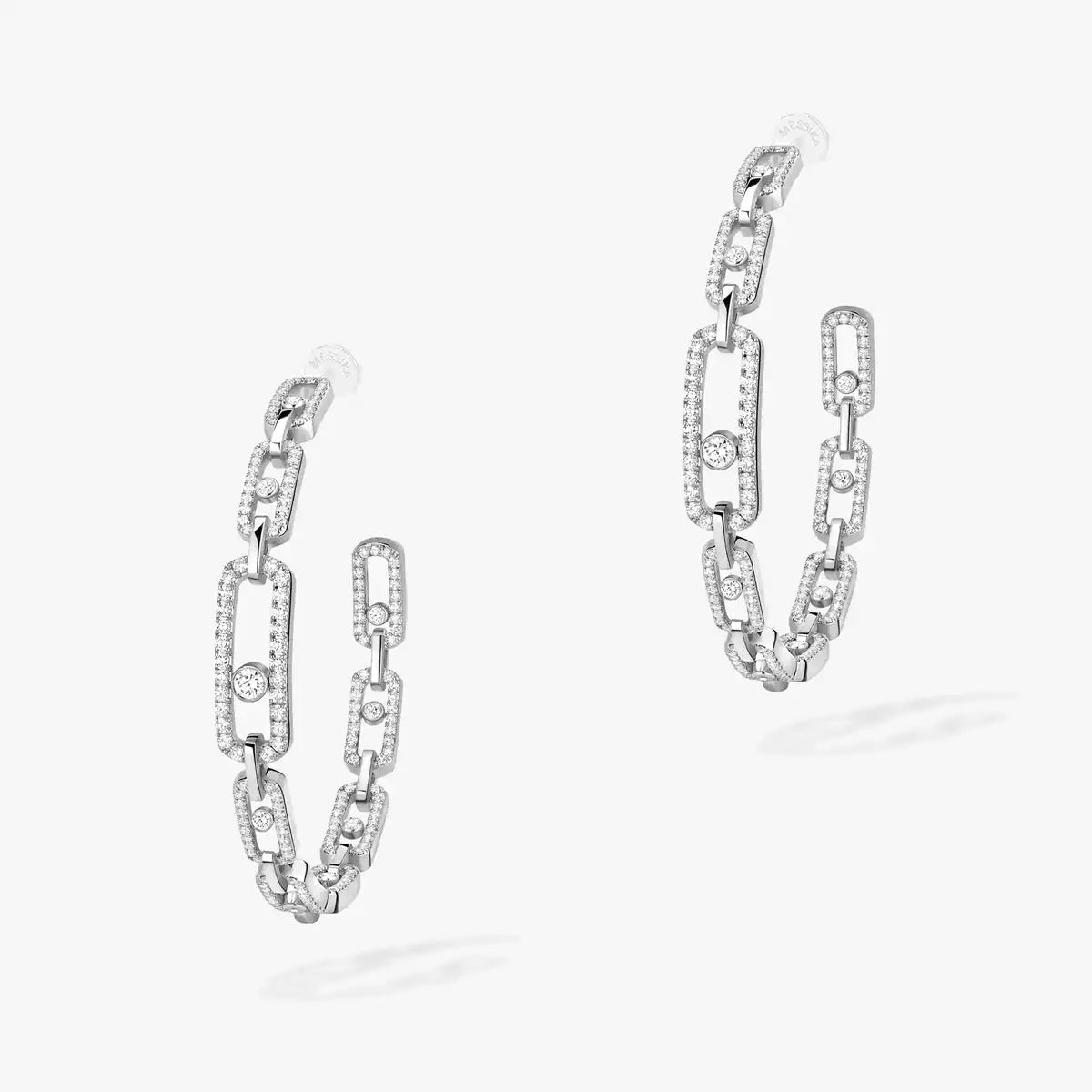 [[Cadisa]Move Link Diamond Hoop Earrings