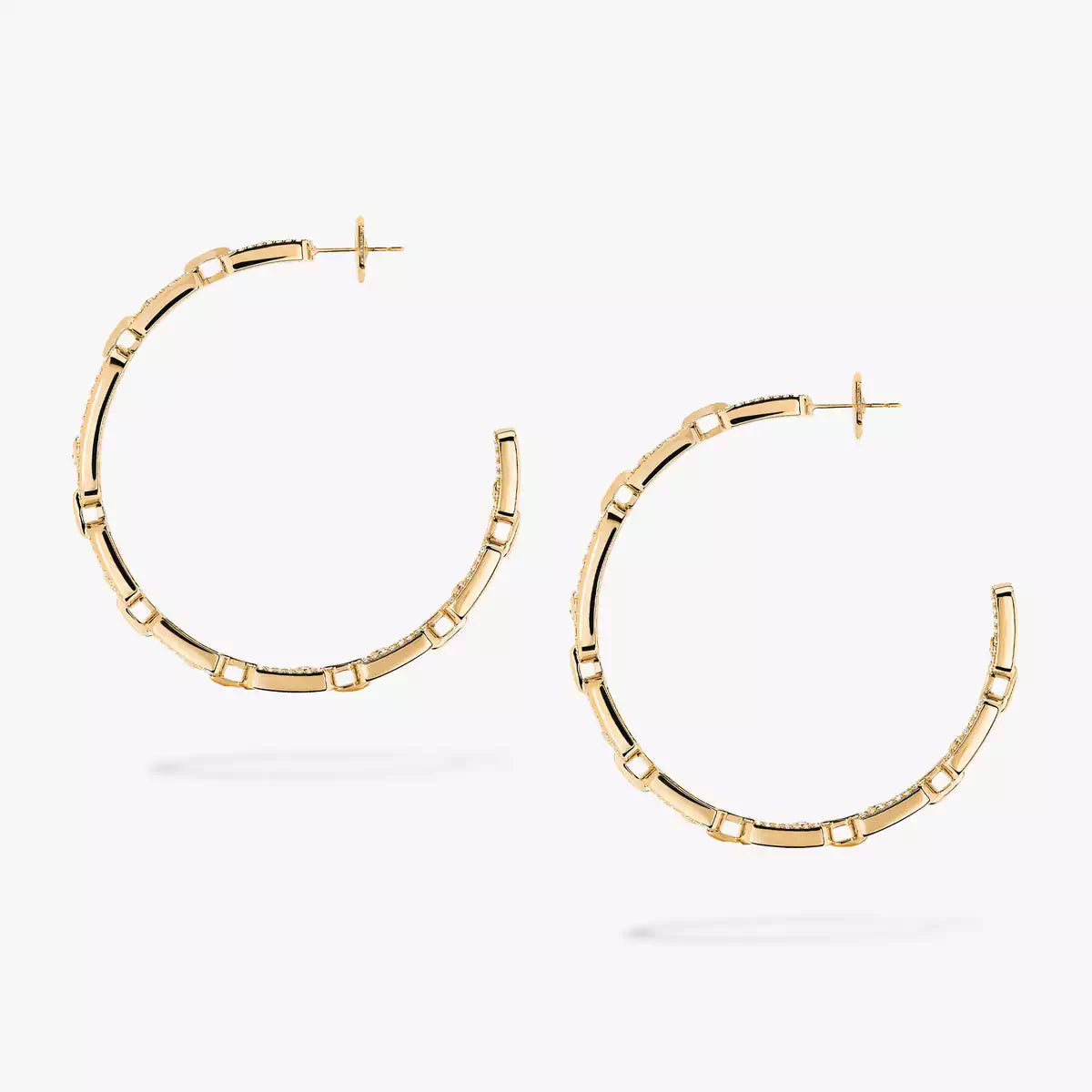 [[Cadisa]Move Link Diamond Hoop Earrings