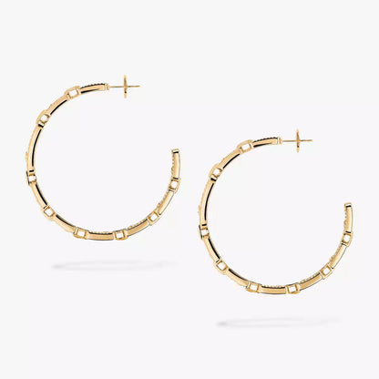 [[Cadisa]Move Link Diamond Hoop Earrings