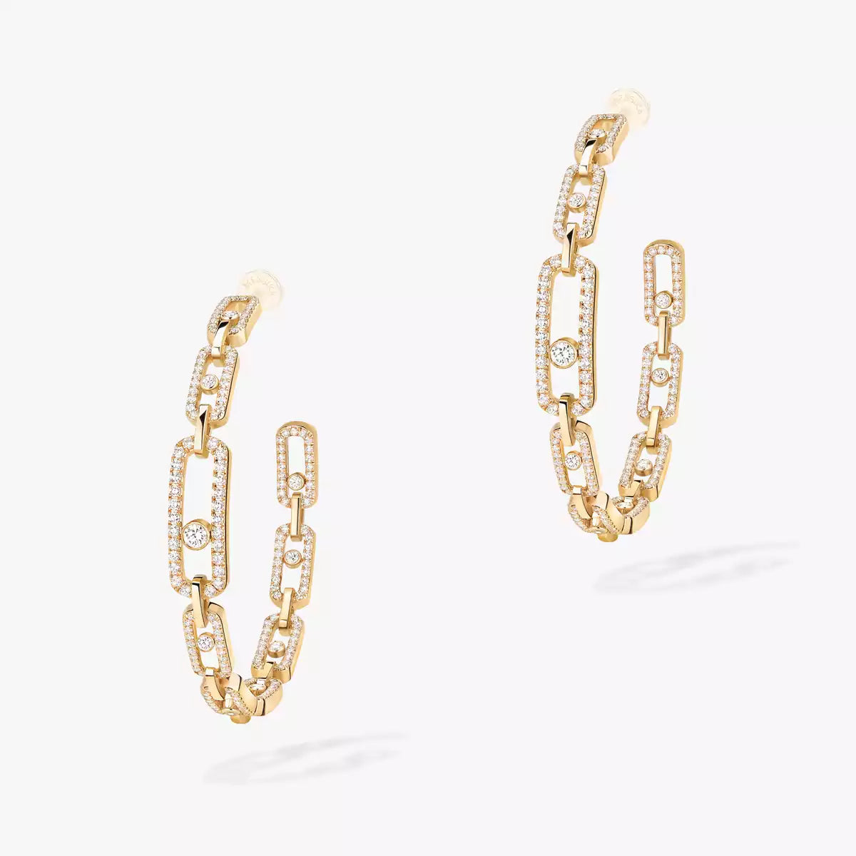 [[Cadisa]Move Link Diamond Hoop Earrings