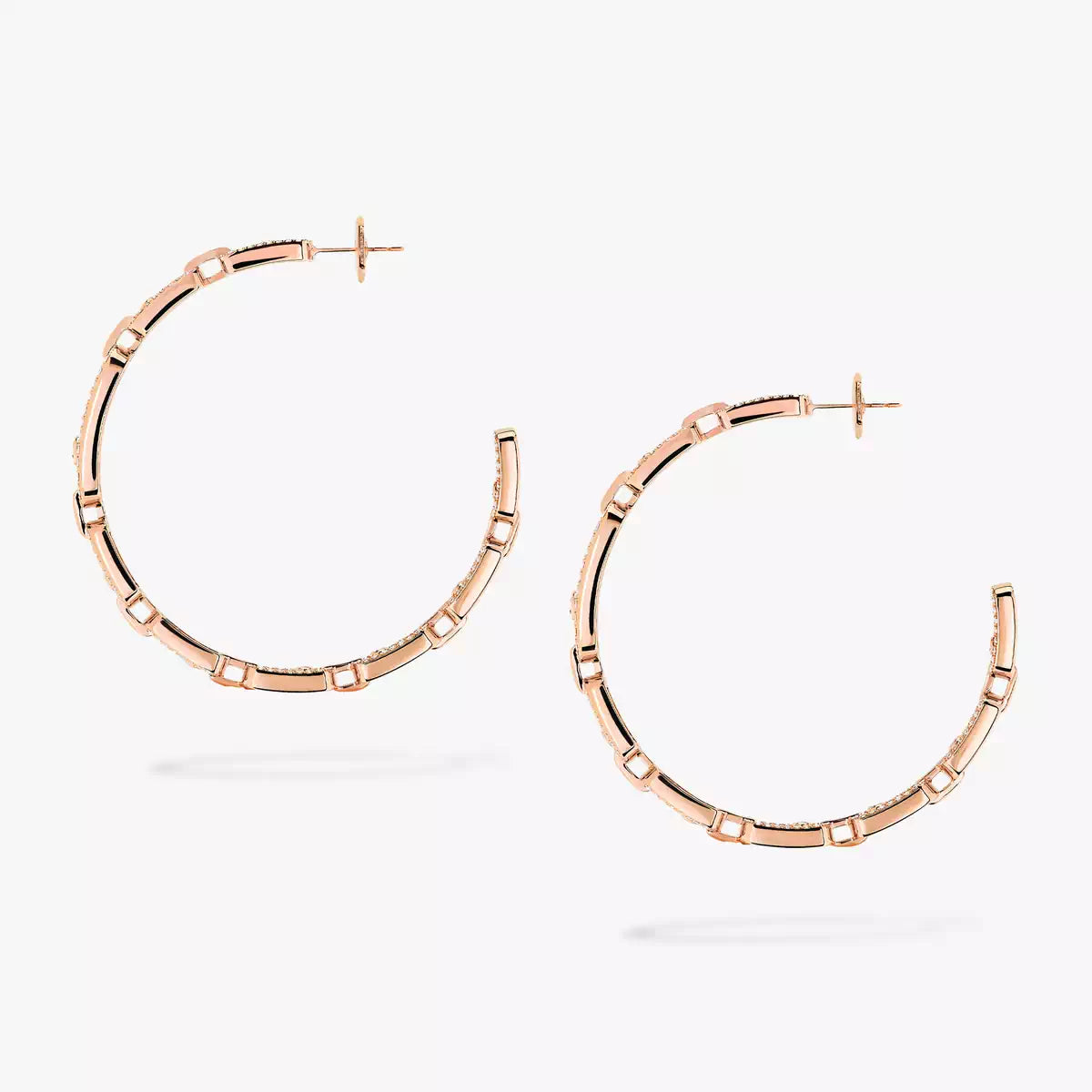 [[Cadisa]Move Link Diamond Hoop Earrings