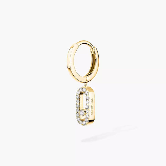 [Cadisa]Move Uno Single Diamond Hoop Earring
