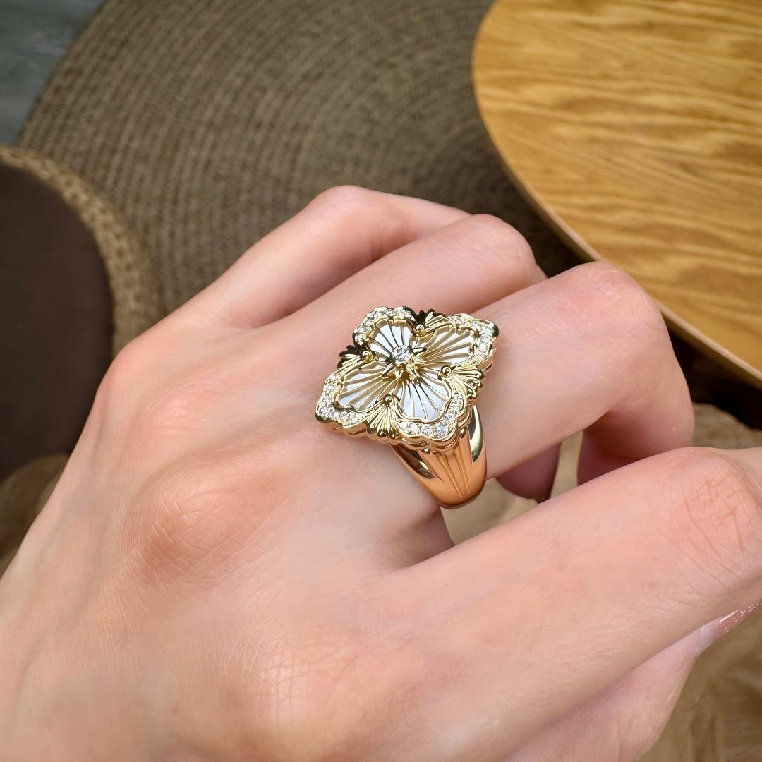 [Cadisa JEWELRY] OPERA TULLE  RING WITH  ENAMEL BACKGROUND