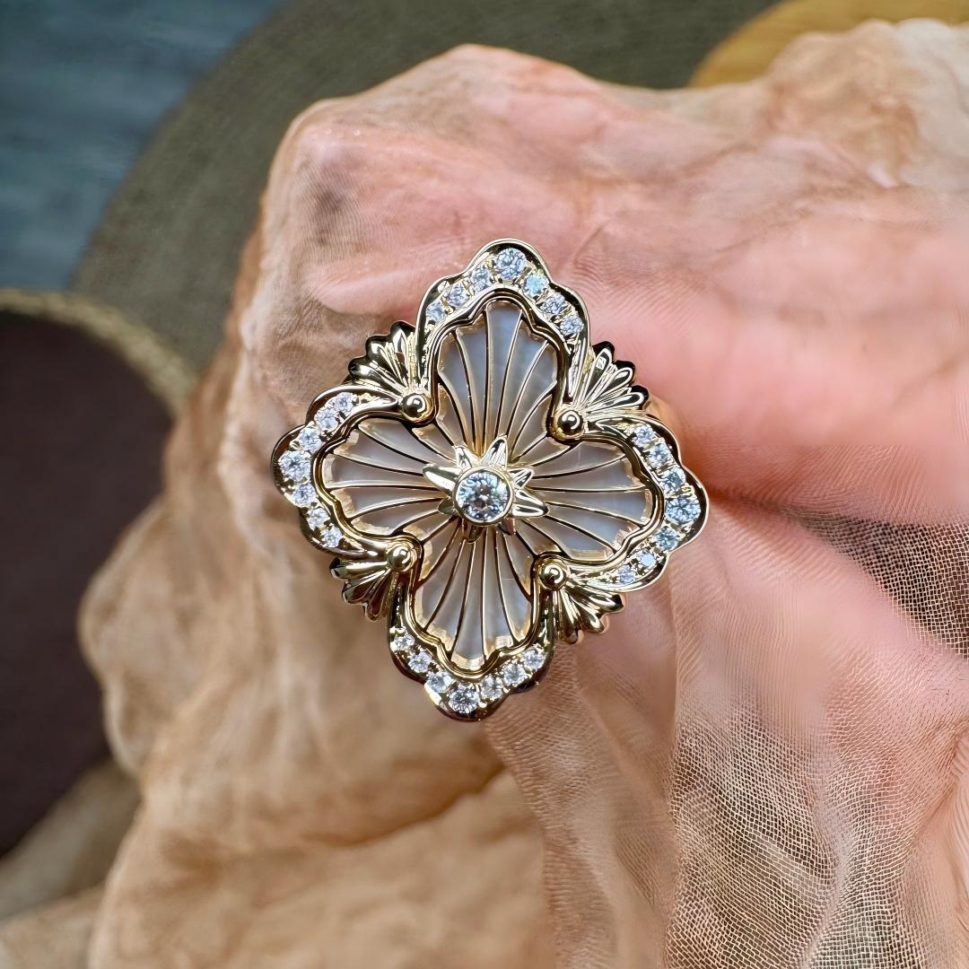 [Cadisa JEWELRY] OPERA TULLE  RING WITH  ENAMEL BACKGROUND