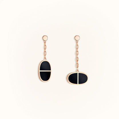 [Gaonasi]CHAINE VERSO BLACK CERAMIC EARRINGS