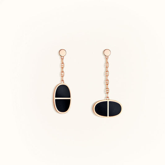 [Gaonasi]CHAINE VERSO BLACK CERAMIC EARRINGS