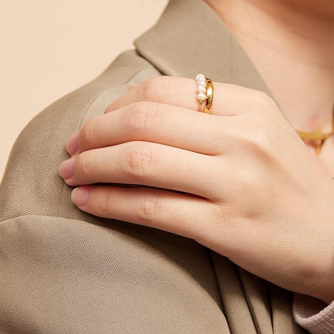 [Gaonasi]Magnolia Freshwater Pearl Gold Ring