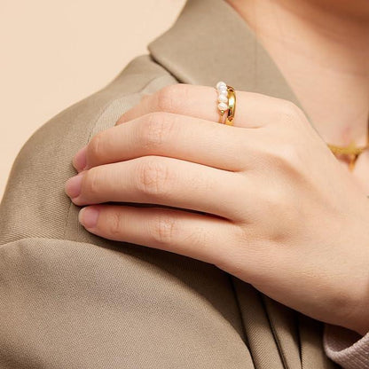 [Gaonasi]Magnolia Freshwater Pearl Gold Ring