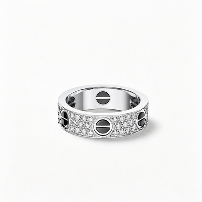[Gaonasi Jewelry]LOVE RING 5.5MM DIAMONDS PAVED CERAMIC