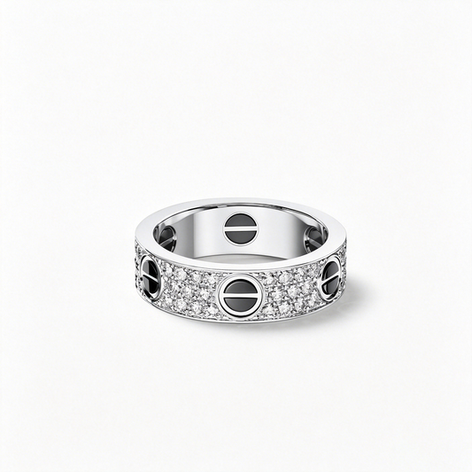 [Gaonasi Jewelry]LOVE RING 5.5MM DIAMONDS PAVED CERAMIC