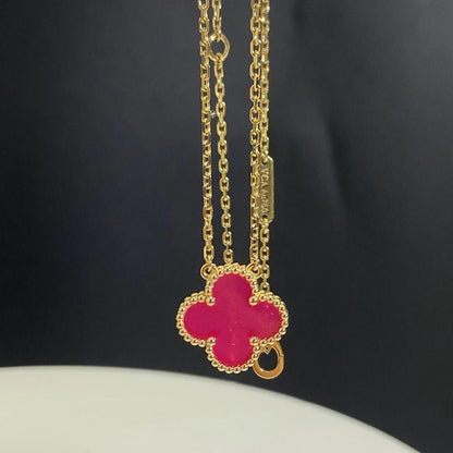 [Cadisa] NEW CLOVER 15MM PINK ENAMEL NECKLACE