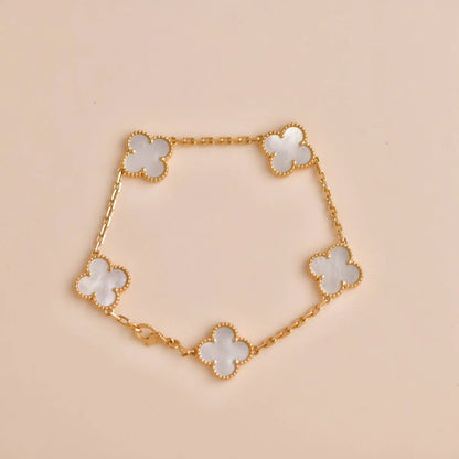 [Gaonasi]CLOVER WHITE PEARL MOP 5 MOTIF BRACELET COLLECTION