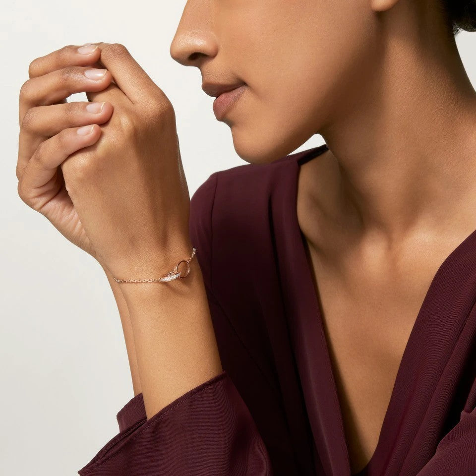 [Gaonasi Jewelry]LOVE DOUBLE RING HALF DIAMOND BRACELET
