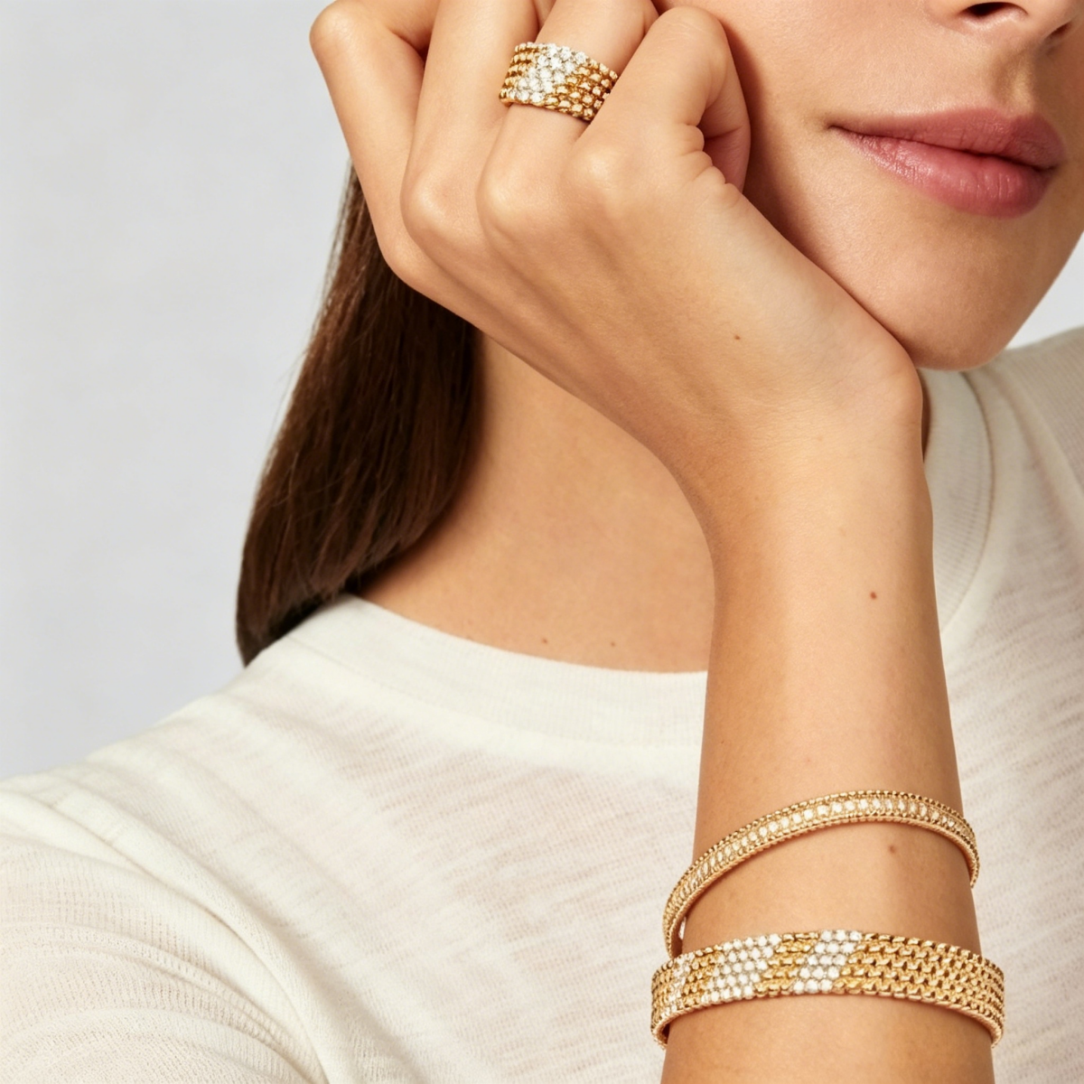 [GAONASI]  FIVE-ROW DIAMOND BRACELET