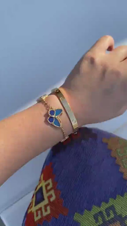 [Cadisa] LOVE Brushed & Lucky Spring Butterfly 5-Motif Bracelet Stack Set
