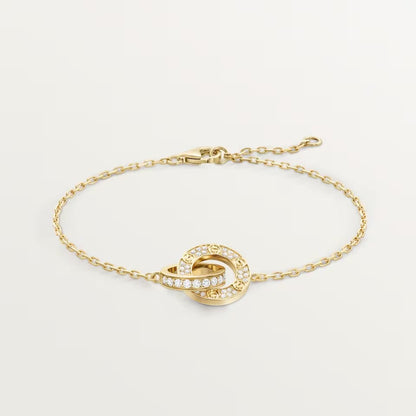 [Gaonasi Jewelry]LOVE DOUBLE RING FULL DIAMOND BRACELET