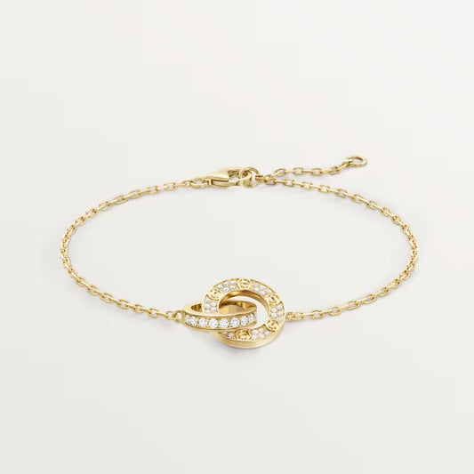 [Gaonasi Jewelry]LOVE DOUBLE RING FULL DIAMOND BRACELET