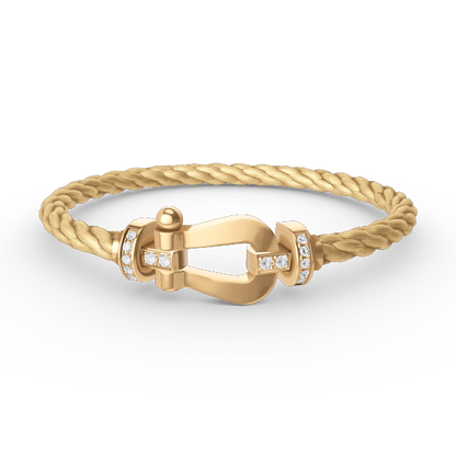 [Gaonasi]FORCE LARGE HORSESHOE HALF DIAMOND BRACELET GOLD
