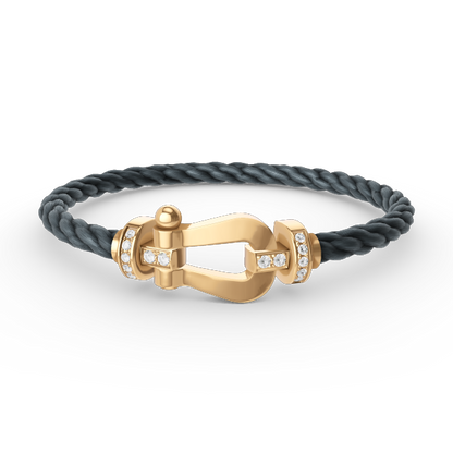 [Gaonasi]FORCE LARGE HORSESHOE HALF DIAMOND BRACELET GOLD