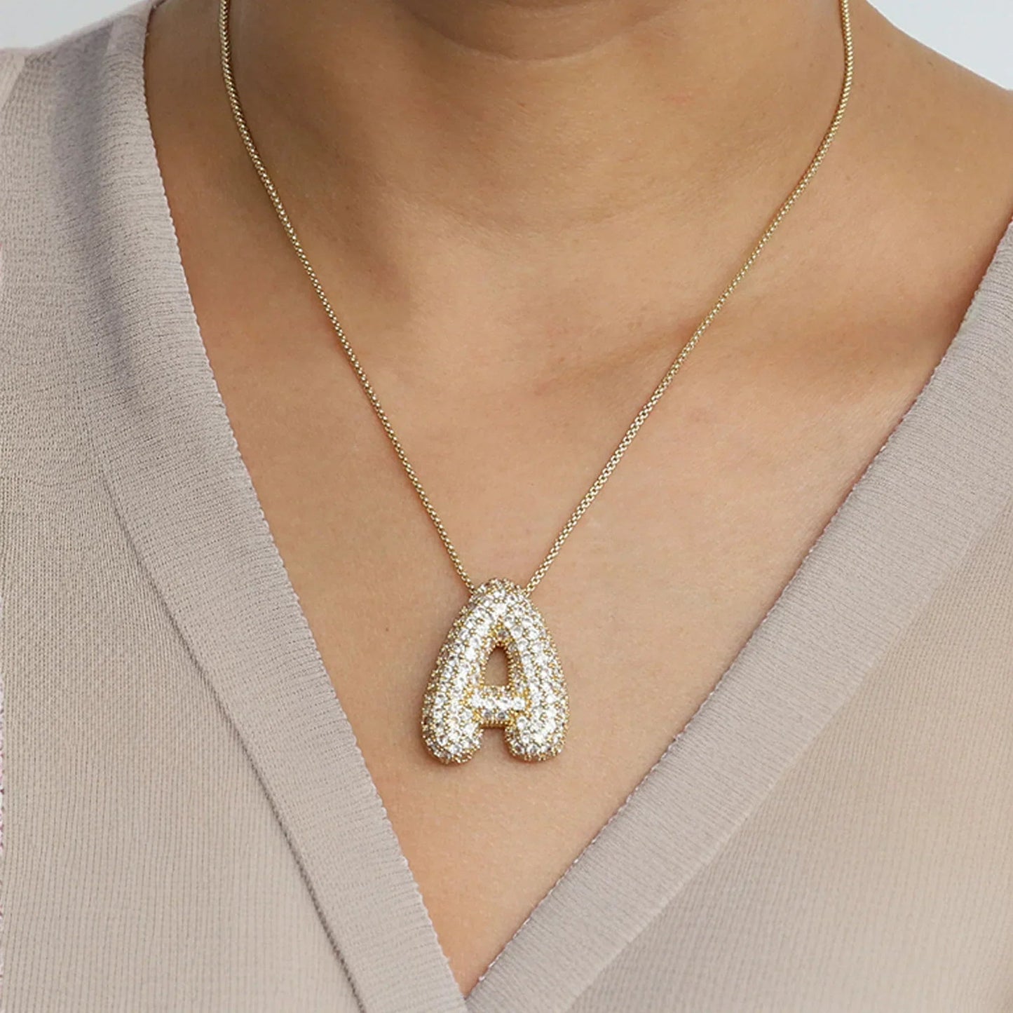 [Gaonasi]Bubble Initial Diamond Necklace