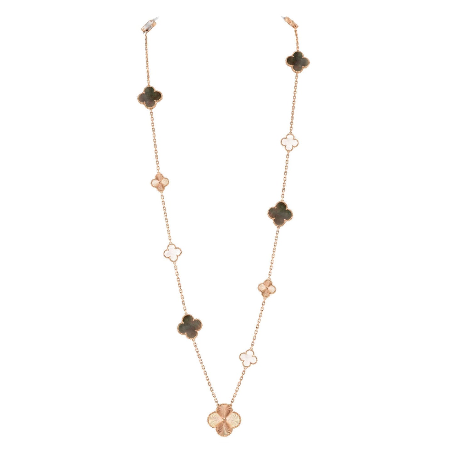 [Gaonasi]DETACHABLE CLOVER 15(11+4) FLOWER ROSE GOLD NECKLACE SET