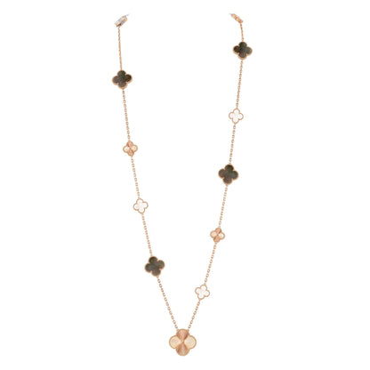 [Gaonasi]DETACHABLE CLOVER 15(11+4) FLOWER ROSE GOLD NECKLACE SET