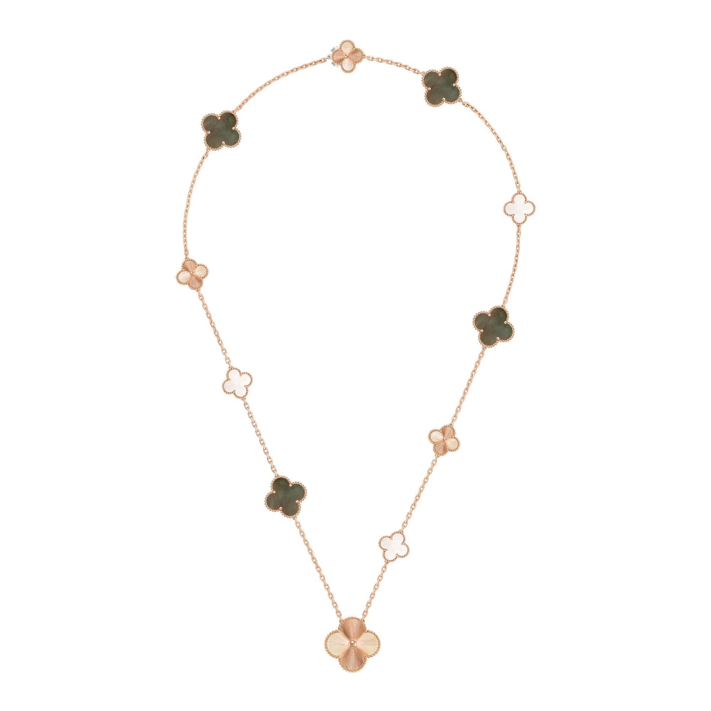 [Gaonasi]DETACHABLE CLOVER 15(11+4) FLOWER ROSE GOLD NECKLACE SET