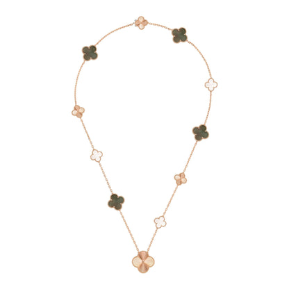 [Gaonasi]DETACHABLE CLOVER 15(11+4) FLOWER ROSE GOLD NECKLACE SET