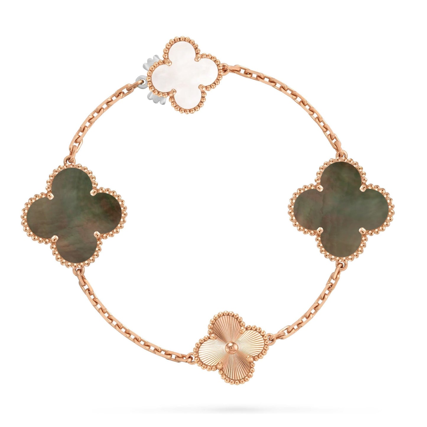 [Gaonasi]DETACHABLE CLOVER 15(11+4) FLOWER ROSE GOLD NECKLACE SET
