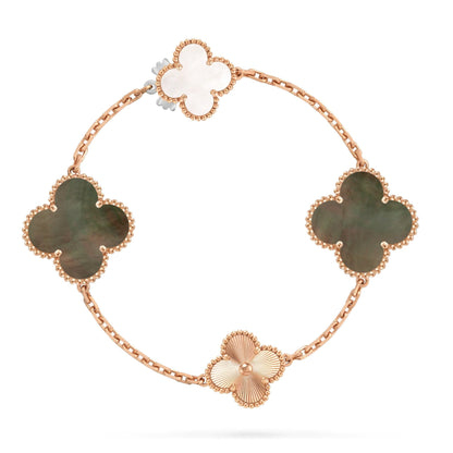 [Gaonasi]DETACHABLE CLOVER 15(11+4) FLOWER ROSE GOLD NECKLACE SET