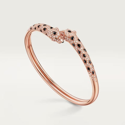 [Gaonasi Jewelry]PANTHERE DOUBLE HEADED HALF DIAMOND OPEN BRACELET