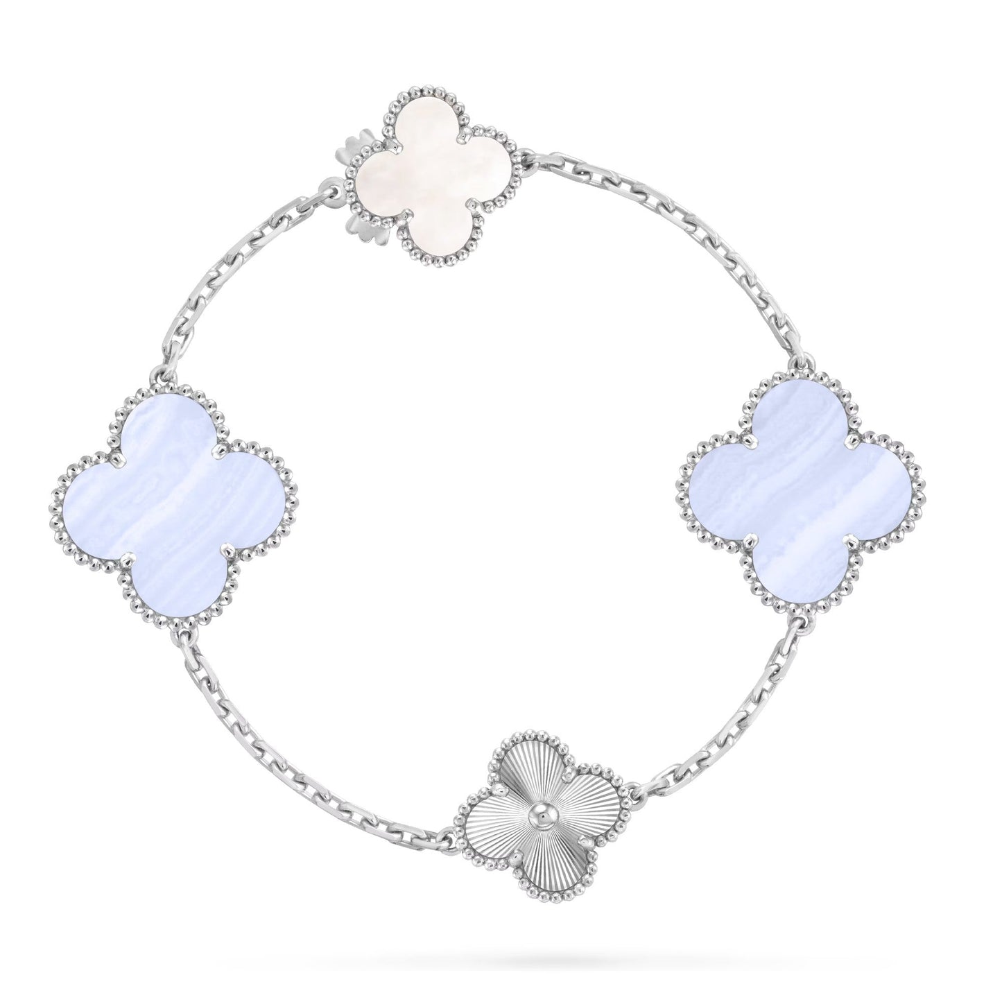 [Gaonasi]DETACHABLE CLOVER 15(11+4) FLOWER SILVER NECKLACE SET