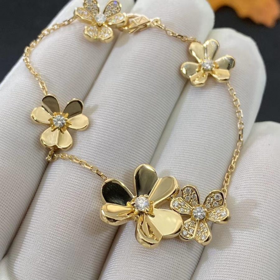 [Gaonasi]FRIVOLE GOLD 5 FLOWERS BRACELET