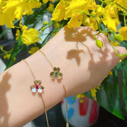 [Gaonasi]FRIVOLE GOLD FLOWER PINK MALACHITE BRACELET