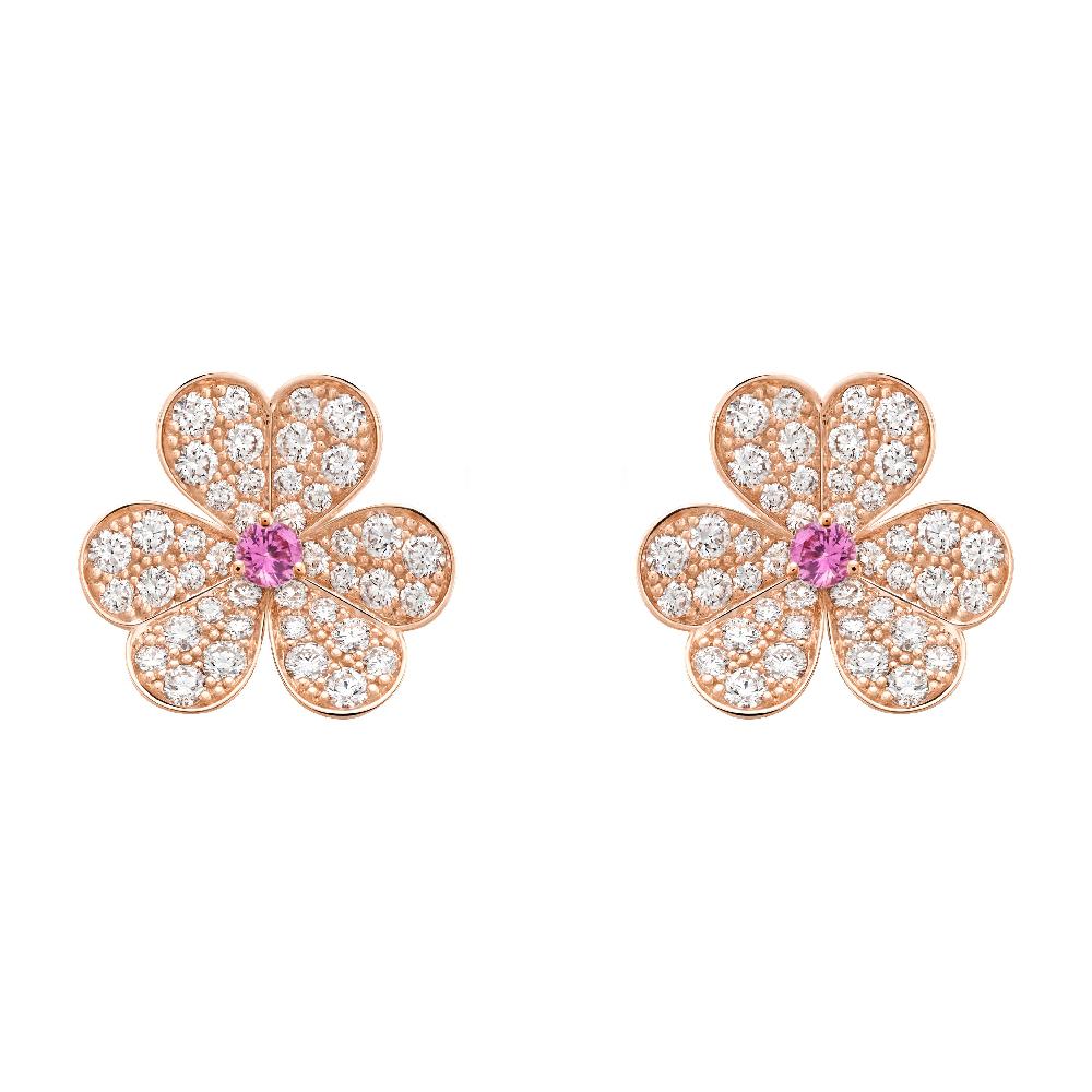 [Gaonasi]FRIVOLE PINK GOLD FLOWER DIAMOND EARRINGS