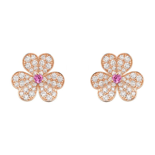 [Gaonasi]FRIVOLE PINK GOLD FLOWER DIAMOND EARRINGS