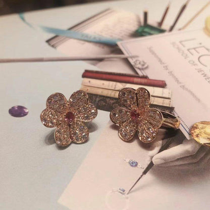 [Gaonasi]FRIVOLE PINK GOLD FLOWER DIAMOND EARRINGS